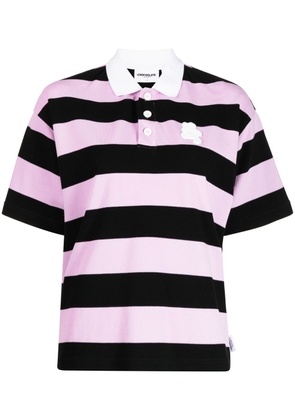CHOCOOLATE striped logo-appliqué polo shirt - Black