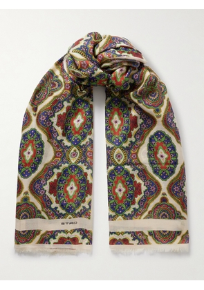 Etro - Frayed Printed Cashmere, Silk, And Wool-blend Scarf - Multi - One size