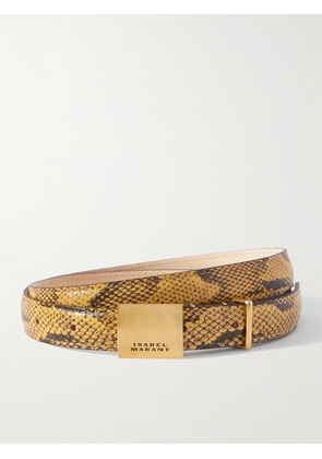Isabel Marant - Lowell Snake-effect Leather Belt - Brown - 70,75,80,85,90,95,100,105