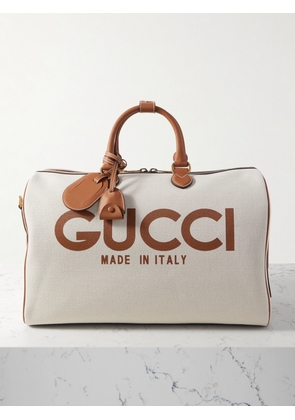 Gucci - Leather-trimmed Printed Canvas Tote - White - One size