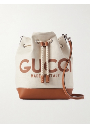 Gucci - Leather-trimmed Printed Canvas Bucket Bag - Brown - One size