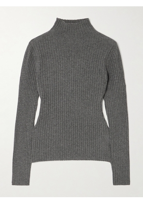 Arch4 - + Net Sustain Ariana Ribbed Organic Cashmere Turtleneck Sweater - Gray - x small,small,medium,large