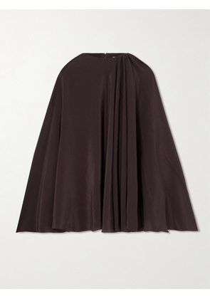 Marie Adam-Leenaerdt - Cape-effect Stretch-silk Crepe De Chine Blouse - Brown - FR34,FR36,FR38,FR40,FR42