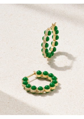 L’Atelier Nawbar - Atoms 18-karat Gold, Enamel And Diamond Hoop Earrings - Green - One size