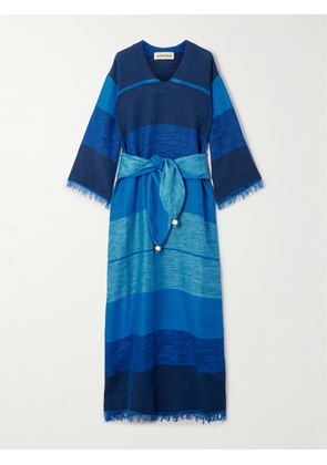 Admona - + Net Sustain Afef Belted Woven Maxi Dress - Blue - small,medium,large