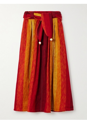 Admona - + Net Sustain Amal Belted Jacquard Maxi Skirt - Red - small,medium,large