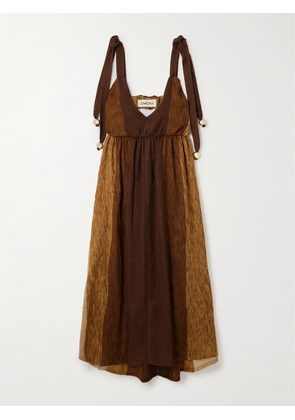 Admona - + Net Sustain Dalal Open-back Embellished Striped Woven Maxi Dress - Brown - small,medium,large