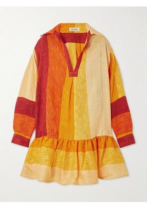Admona - + Net Sustain Zaki Ruffled Striped Jacquard Mini Dress - Orange - small,medium,large