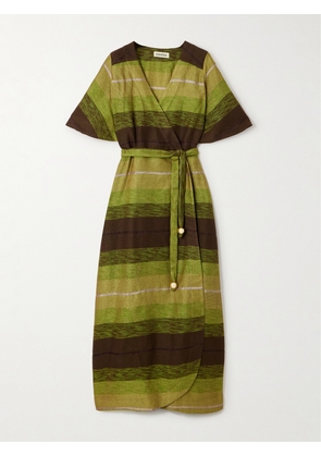 Admona - + Net Sustain Farid Belted Jacquard Maxi Dress - Green - small,medium,large