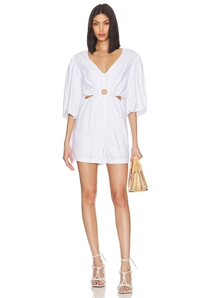 1. STATE V Neck Ring Cut Out Romper in White. Size S.