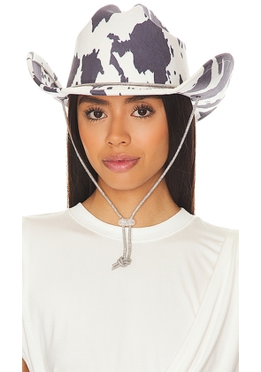 8 Other Reasons Cow Print Cowboy Hat in Black, White.
