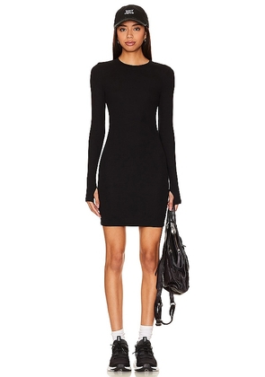 Splits59 Louise Rib Long Sleeve Dress in Black. Size L, M, S, XL.