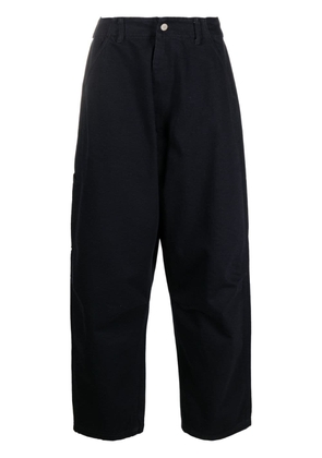 Emporio Armani logo-patch straight-leg cotton trousers - Blue