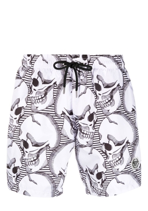 Philipp Plein skull-print swim shorts - White