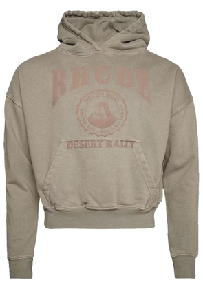 RHUDE Desert Valley logo-appliqué cotton hoodie - Grey
