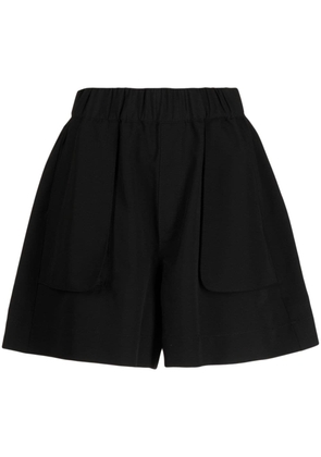izzue high-waisted elasticated-waistband shorts - Black