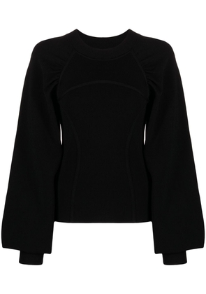 Karl Lagerfeld puff-sleeve crew-neck sweater - Black