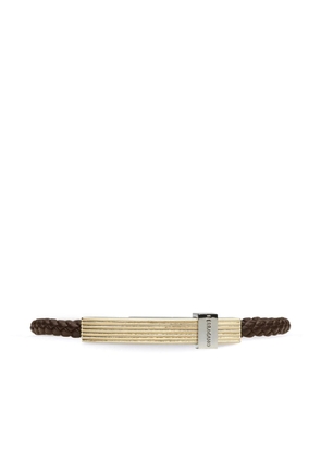 Ferragamo logo-engraved braided bracelet - Brown