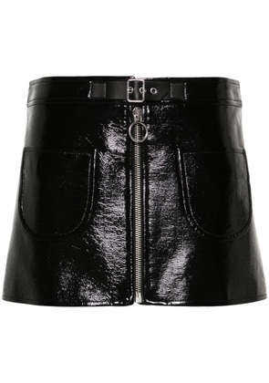 Courrèges buckle-strap crinkled miniskirt - Black
