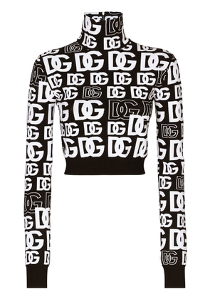 Dolce & Gabbana DG logo jacquard turtleneck cropped jumper - Black