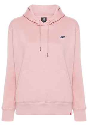 New Balance logo-patch jersey hoodie - Pink