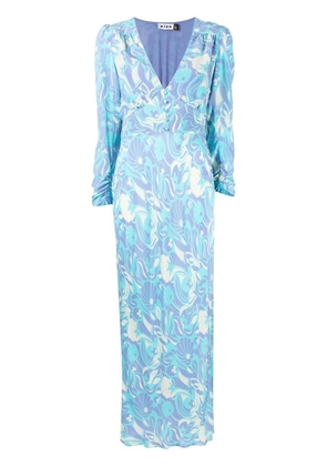 Rixo Selma 70s print silk dress - Blue