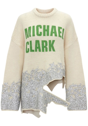 JW Anderson x Michael Clark distressed glitter jumper - White