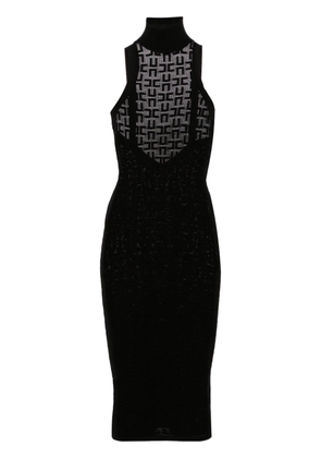 Elisabetta Franchi monogram-jacquard midi dress - Black