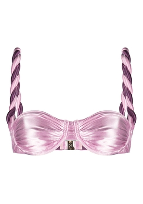 Isa Boulder Rope reversible twisted ruched bikini top - Pink