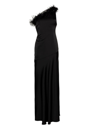 De La Vali Finca feather-trimmed gown - Black