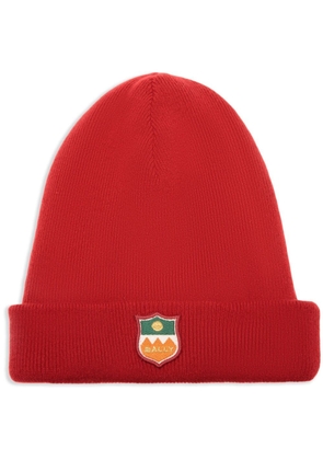 Bally logo-patch cashmere beanie - Red