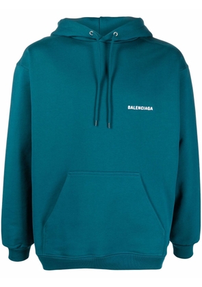 Balenciaga logo-embroidered hoodie - Blue