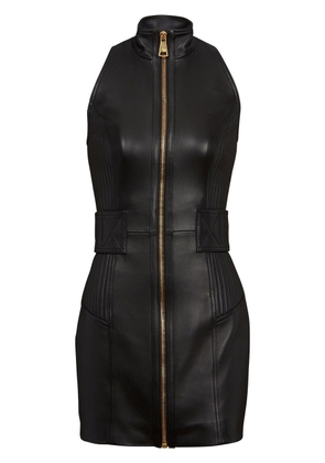 Balmain zip-up leather mini dress - Black