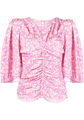 ISABEL MARANT speckle-print ruched blouse - Pink