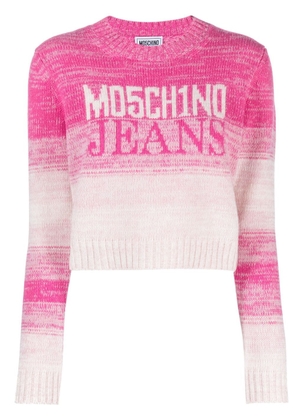 MOSCHINO JEANS intarsia-knit logo gradient-effect jumper - Pink