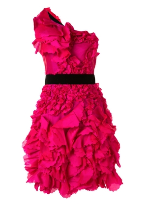 Marchesa Notte one-shoulder ruffled mini dress - Pink