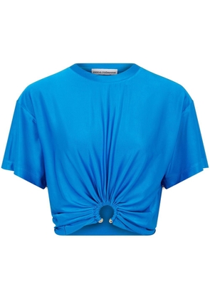 Rabanne gathered-detail short-sleeve T-shirt - Blue