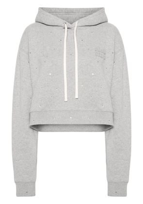 Miu Miu rhinestone-embellished hoodie - Grey