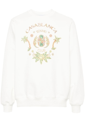 Casablanca logo-print organic-cotton sweatshirt - White