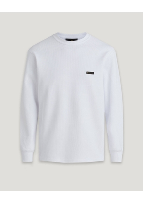 Belstaff Tarn Long Sleeved Sweatshirt Men's Waffle Jersey White Size L
