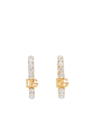 Dolce & Gabbana Crystal Hoop Logo Earrings