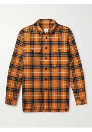 Burberry - Button-Down Collar Checked Padded Wool and Cotton-Blend Overshirt - Men - Orange - IT 46