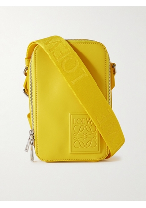 LOEWE - Logo-Debossed Leather Messenger Bag - Men - Yellow