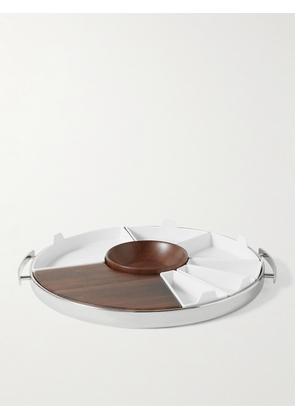 Christofle - MOOD Party Stainless Steel, Walnut and Porcelain Tray - Men - Silver