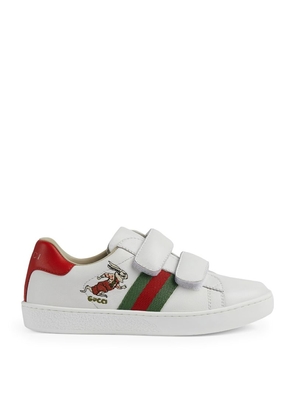 Gucci Kids X Peter Rabbit Leather Embroidered Ace Sneakers