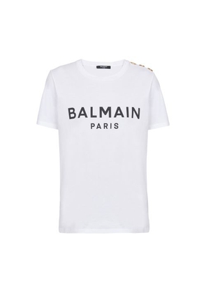 Printed cotton t-shirt with Balmain logo