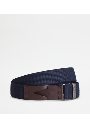 Tod's - Belt in Canvas and Leather, BROWN,BLUE, 110 - Belts