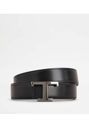 Tod's - T Timeless Reversible Belt in Leather, BURGUNDY,BLACK, 105 - Belts