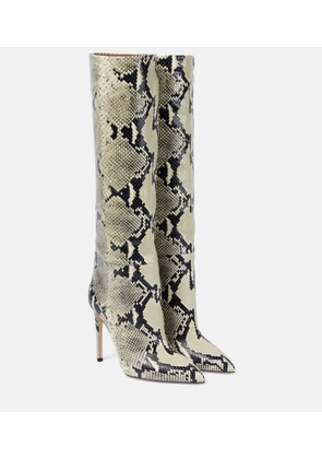 Paris Texas Stiletto snake-print leather knee-high boots