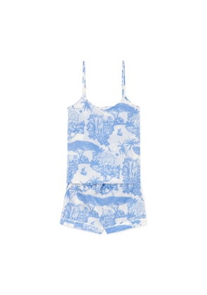 Desmond and Dempsey Cami and Shorts Set in Loxodonta Blue/Reverse, Small